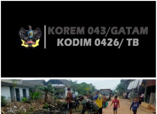 Babinsa 426-03 Rawajitu Gotong-Royong Bersihkan Sampah Di Aliran Sungai