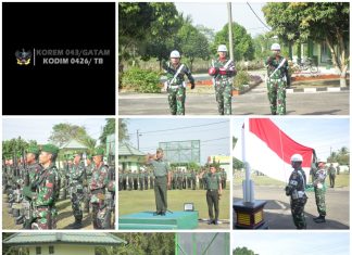 Upacara Bulanan Danramil 426-03/Rawajitu Bacakan Amanat Panglima TNI
