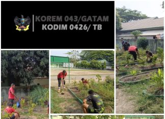 Kompak Personil Kodim 0426/TB, Lakukan Perawatan Kebun TOGA