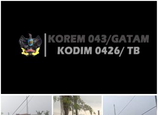 Aksi Gerak Cepat Anggota Kodim 0426 Tulang Bawang, Bersihkan Pohon Tumbang Melintang Di Jalan Raya