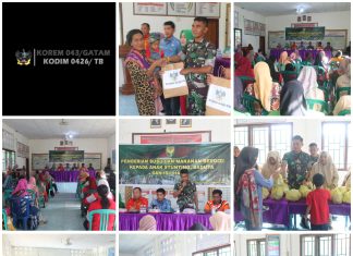 Jajajaran Kodim 0426 Berikan Susu dan Makanan Bergizi
