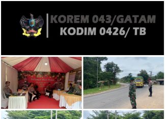 Personil Kodim 0426 TB, Bersinergi Dengan Polri Pengamanan Arus Mudik Natal Dan Tahun Baru 2025