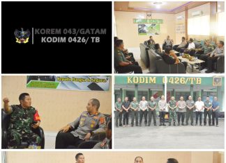 Sinergitas TNI-Polri Dandim 0426 TB, Sambut Hangat Kapolres Tuba Yang Baru Kemakodim