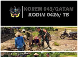 Babinsa Koramil 426-03 Rawajitu Bersama Warga Buat Pembuangan Saluran Air
