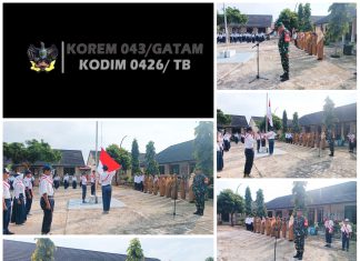 Babinsa 426-03 Rawajitu Jadi Irup Upacara Bendera Merah Putih Di SMPN 9 Rawajitu Utara