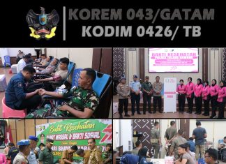 HUT Bhayangkara Ke-79, Pabung Kodim 0426/TB Turut Serta dalam Kegiatan Donor Darah