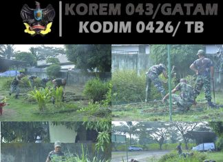Personel Kodim 0426/Tulang Bawang Bersihkan Dan Rawat Kebun TOGA
