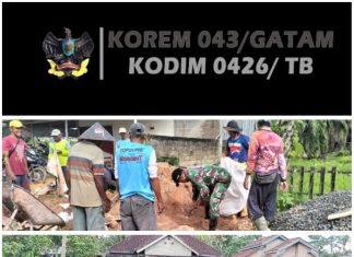 Mempermudah Angkut Hasil Pertanian Babinsa 426-03 Rawajitu Terjun Bantu Pengecoran Jalan