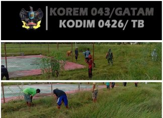 Babinsa 426-01 SP, Bersama Warga Kampung Laksanakan Gotong Royong