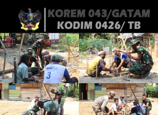 Satgas TMMD ke-125 Bersama Warga Pasang Papan Cor untuk Pembangunan RLTH di Kampung Sumber Makmur