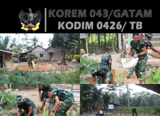 Satgas TMMD ke-125 dan Warga Lakukan Penimbunan Tanah untuk RLTH di Kampung Sumber Makmur