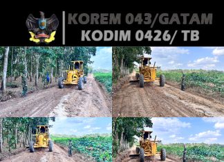 Satgas TMMD ke-125 dan Warga Kampung Moris Jaya Kerjakan Pembuatan Badan Jalan Sebelum Pengerasan