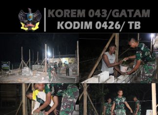 Sasaran 4 TMMD ke-125: Satgas dan Warga Pasang Batu Bata RTLH di Kampung Sumber Makmur