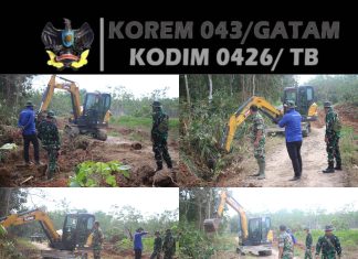 Kodim 0426/Tulang Bawang Kerahkan Excavator untuk Pekerjaan Line Clearing TMMD ke-125