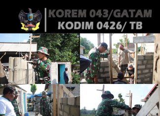 Program RTLH TMMD ke-125 Kodim 0426/Tulang Bawang, Satgas Pasang Batako di Rumah Warga Kampung Moris Jaya