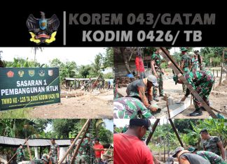 Satgas TMMD ke-125 Kodim 0426/Tulang Bawang Lakukan Pengecoran Pondasi RTLH di Kampung Moris Jaya