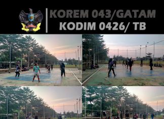 Satgas TMMD ke-125 Kodim 0426/Tulang Bawang Olahraga Voli Bersama Warga Kampung Moris Jaya
