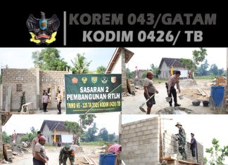Sinergitas TNI-Polri Terjalin Erat dalam Pembangunan RTLH di TMMD ke-125 Kodim 0426/Tulang Bawang