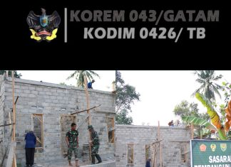 Pemasangan Batako Dinding Atas RTLH Sasaran 3 TMMD ke-125 Berlangsung di Kampung Agung Dalam