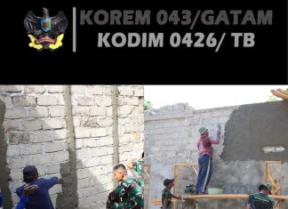 Plesteran Dinding RTLH Sasaran 3 TMMD ke-125 Kodim Tulang Bawang Dimulai di Kampung Agung Dalam