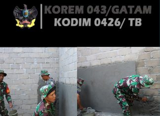 Plesteran Dinding RTLH Sasaran 2 TMMD ke-125 Kodim 0426/TB Mulai Dikerjakan di Kampung Moris Jaya