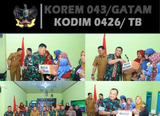 Tim Wasev TMMD ke-125 Kodim 0426/TB Salurkan Paket Sembako untuk Cegah Stunting dan Bantu Lansia
