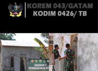Progres RTLH TMMD ke-125 Kodim 0426/TB: Pemasangan Asbes dan Plester Dinding di Kampung Agung Dalam