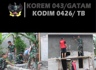 Progres RTLH TMMD ke-125 Kodim 0426/TB: Plester Dinding dan Pemasangan Bata Teras di Moris Jaya Terus Dikebut