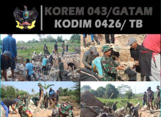 Satgas TMMD ke-125 Kodim 0426/Tulang Bawang Pasang Batu Pondasi Jembatan di Kampung Moris Jaya