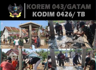 Satgas TMMD ke-125 Kodim 0426/Tulang Bawang Cor Bagian Bawah Bak Penampungan Air di Kampung Moris Jaya
