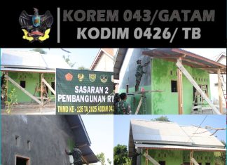 Satgas TMMD Ke-125 Kodim 0426/Tulang Bawang Cat Rumah RTLH di Kampung Moris Jaya