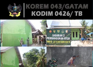 Satgas TMMD 125 Kerjakan Pengecatan dan Mlepoh Lantai RTLH di Kampung Moris Jaya