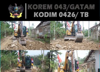 Satgas TMMD 125 Kodim Tulang Bawang Ratakan Lapisan Subbase Jalan di Kampung Moris Jaya