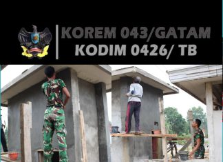 TMMD ke-125 Kodim 0426/Tulang Bawang Percepat Pembangunan MCK Sasaran 4 di Kampung Moris Jaya