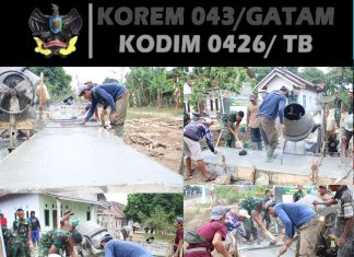 TMMD ke-125 Kodim 0426/Tulang Bawang Lakukan Pengecoran Jembatan di Kampung Moris Jaya