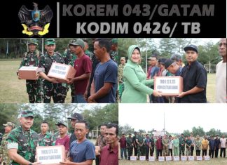 Satgas TMMD 125 Kodim 0426/TB Bagikan Paket Sembako untuk Warga di Penutupan Program