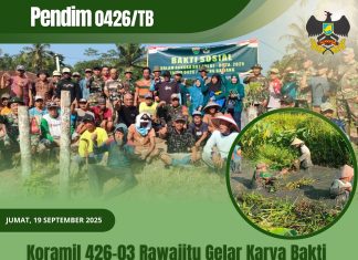 *Koramil 426-03 Rawajitu Gelar Karya Bakti Bersihkan Saluran Air Sekunder Sambut HUT Ke-80 TNI*