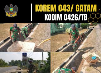 *Wujudkan Lingkungan Sehat, Anggota Kodim 0426 TB Lakukan Pembersihan Parit*