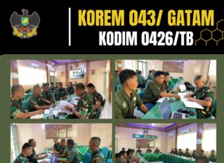 Kodim 0426/TB Terima Kunjungan Tim Audit Internal Itdam Kodam XXI/Radin Inten