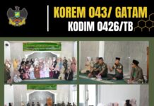 *Kodim 0426 TB, Gelar Peringatan Isra’ Mi’raj Nabi Muhammad SAW di Masjid Jamiyatul Ummah*