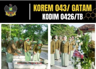 Ketua Persit KCK Cabang XLlX Dim 0426/TB Pimpin Ziarah Dalam Rangka HUT Persit KCK Ke-80