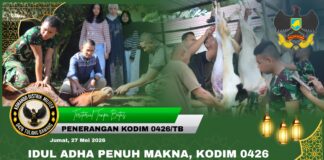 Idul Adha Penuh Makna, Kodim 0426 TB Sembelih 4 Ekor Sapi dan 9 Ekor Kambing untuk Masyarakat*