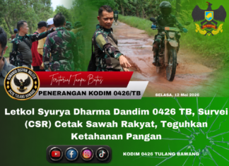 Letkol Syurya Dharma Dandim 0426 TB, Survei Cetak Sawah Rakyat, Teguhkan Ketahanan Pangan