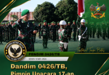 Dandim 0426/TB Pimpin Upacara 17-an, Sampaikan Amanat KASAD