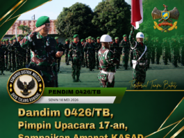 Dandim 0426/TB Pimpin Upacara 17-an, Sampaikan Amanat KASAD