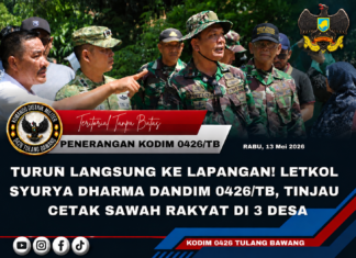Turun Langsung ke Lapangan! Letkol Syurya Dharma Dandim 0426/TB, Tinjau Cetak Sawah Rakyat di Tiga Desa