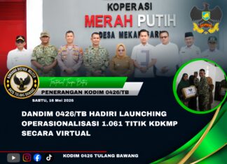 Dandim 0426/TB Hadiri Launching Operasionalisasi 1.061 Titik KDKMP Secara Virtual