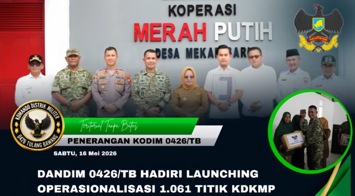 Dandim 0426/TB Hadiri Launching Operasionalisasi 1.061 Titik KDKMP Secara Virtual