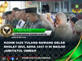 Kodim 0426 Tulang Bawang Gelar Sholat Idul Adha 1447 H di Masjid Jamiyatul Ummah