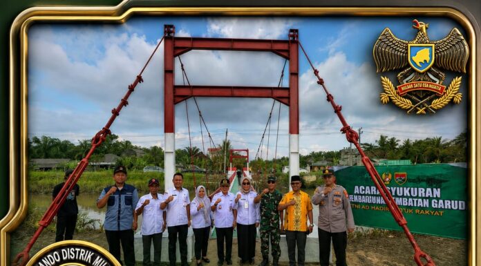 Syukuran Pembangunan Jembatan Gantung Garuda Tahap III dan IV TA 2026, Kodim 0426/TB Ikuti Vicon Bersama Pangdam XXI/RI*